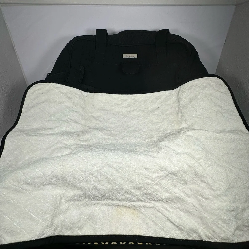 Vera Bradley Stroll Around Baby Diaper Bag | Black | Quilted Tote Handbag Travel